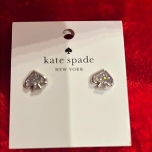 Kate Spade Silver Glitter Spade Earrings